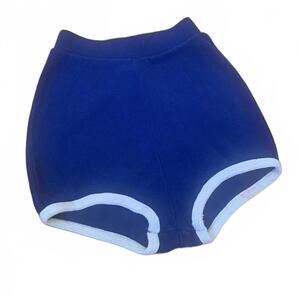 Vintage White Stag Navy Blue High Waist Women's Shorts with White Trim